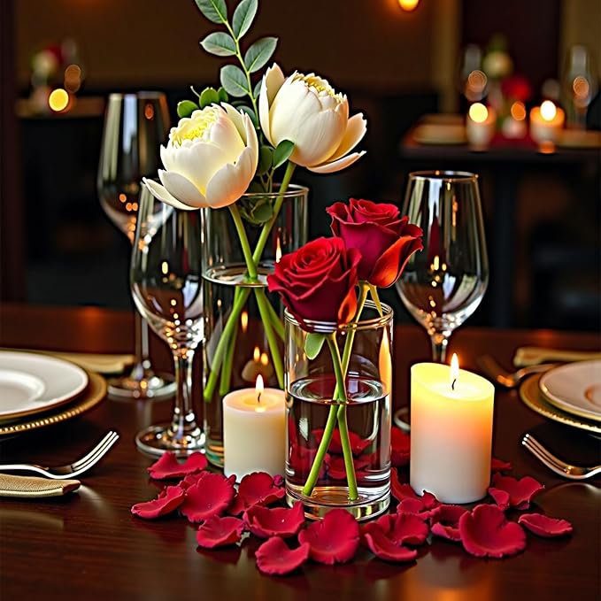 8 Clear Glass Cylinder Vases for Centerpieces - Different Sizes Floating Candle Vases Holder -4", 6", 8",10" Hight Perfect for Weddings and Events