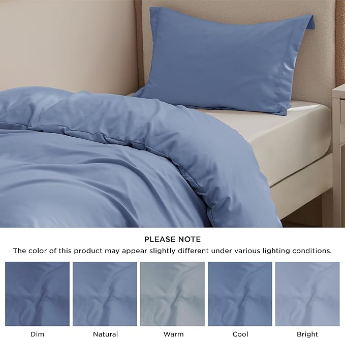 Bedsure Duvet Cover Twin/Twin XL Size - Soft Double Brushed Bedding Set for Kids & Adults, Zipper Closure, 2 Pieces, Includes 1 Duvet Cover (68"x90") & 1 Pillow Sham, NO Comforter, Slate Blue