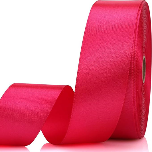 1-1/2 Inch 60 Yards Hot Pink Solid Satin Ribbon for Gift Wrapping,Craft Floral Bouquets,Wedding Party,Timeless Flower,Decoration Floral Hair,Balloons