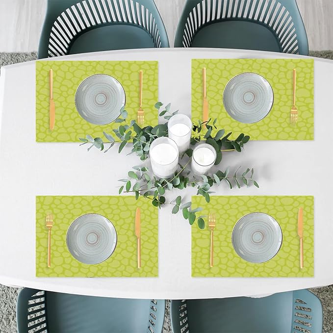 Sage Green Modern Placemats Set of 1 PVC Vinyl Non Slip Table Mats Waterproof Heat Resistant Place Mats Washable Wipeable Dining Table Mat for Kitchen Party Farmhouse Indoor Outdoor Decorative