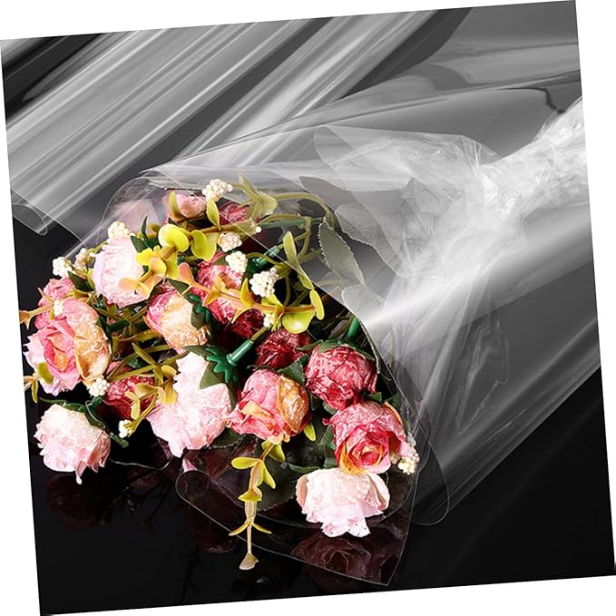 VALICLUD Transparent Cellophane Wrap Mil Thick for Flower Wrapping Bouquet DIY Crafts and Packing Tear-resistant Odorless Material for Floral Shops and Special Occasions