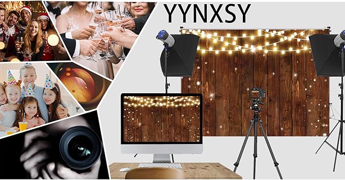 YYNXSY Rustic Glitter Wood Photography Backdrop for Wedding Party Banner Birthday Bridal Shower I Do BBQ Baby Shower Background Photo Booth 8X6FT YY-517