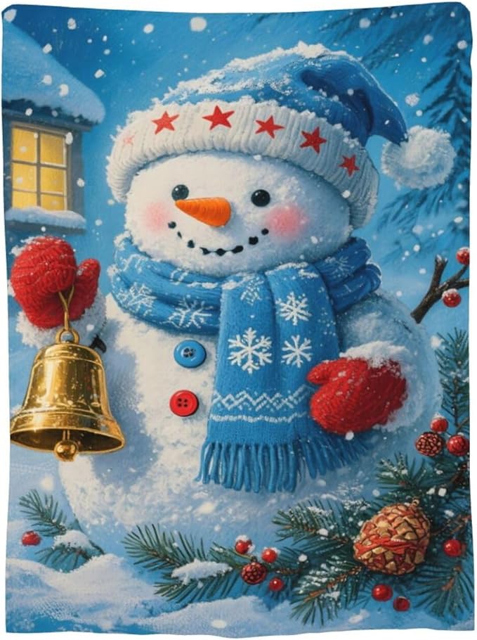 Snowman Blanket Christmas Throw Blanket Winter Snow Soft Cozy Fleece Fuzzy Stuffed Plush Flannel Gifts for Girls Women Boys Kids Adults 50"X60"