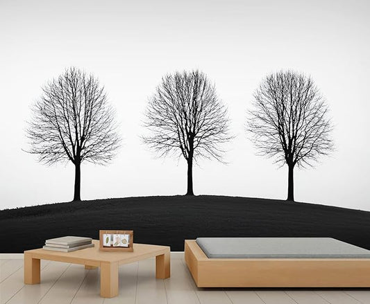 KIREUPA Minimalist Tree Wall Mural, Elegant Tree Silhouette Poster 3d Wall Murals, Modern Forest Wallpaper Mural, for Living Room Bedroom Large Wallpaper Indoor Decor 157.5" W x110.3 H