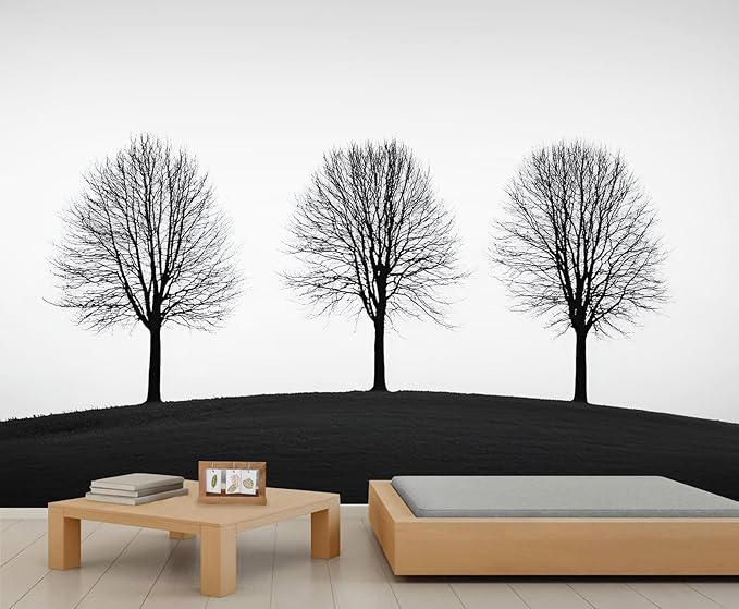KIREUPA Minimalist Tree Wall Mural, Elegant Tree Silhouette Poster 3d Wall Murals, Modern Forest Wallpaper Mural, for Living Room Bedroom Large Wallpaper Indoor Decor 177.16" W x120 H