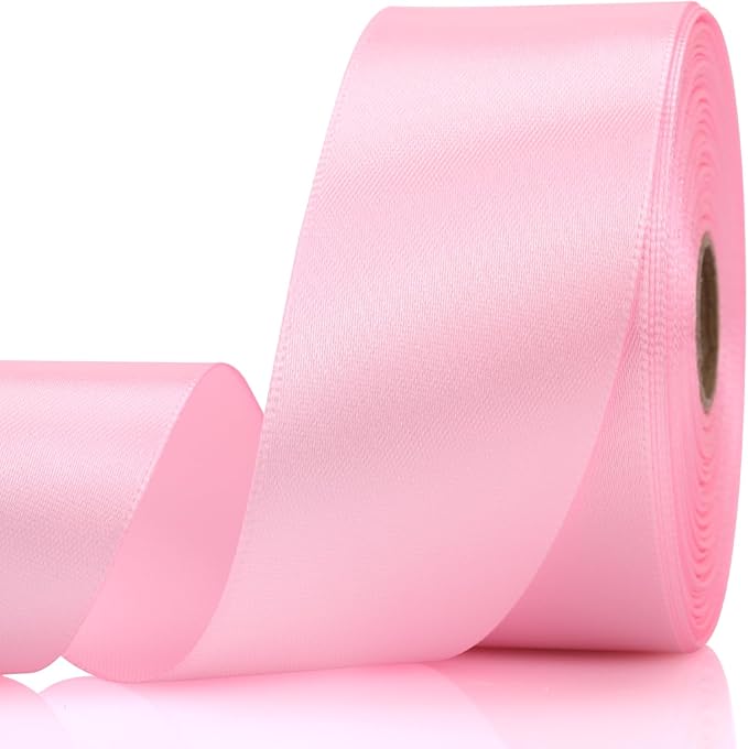 1-1/2 Inch 30 Yards Light Pink Solid Satin Ribbon for Gift Wrapping,Craft Floral Bouquets,Wedding Party,Timeless Flower,Decoration Floral Hair,Balloons