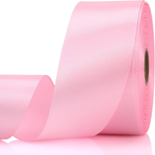 1-1/2 Inch 30 Yards Light Pink Solid Satin Ribbon for Gift Wrapping,Craft Floral Bouquets,Wedding Party,Timeless Flower,Decoration Floral Hair,Balloons