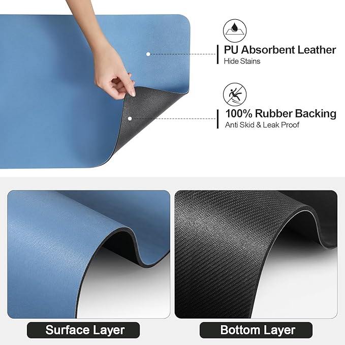 Dish Drying Mat for Kitchen Counter | Coffee Bar Mat for Countertops | Heat Resistant Drainer Mat with Non-slip Rubber Backed | Hide Stain Kitchen Absorbent Draining Mat | Blue 16"x20"