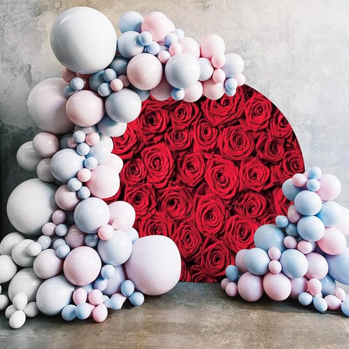 Renaiss 7x7ft Red Rose Round Backdrop Covers for Photoshoot Girls Women Portrait Crimson Flowers Flowerbed Photography Background Wedding Bridal Baby Shower Birthday Party Decor Photo Booth Prop