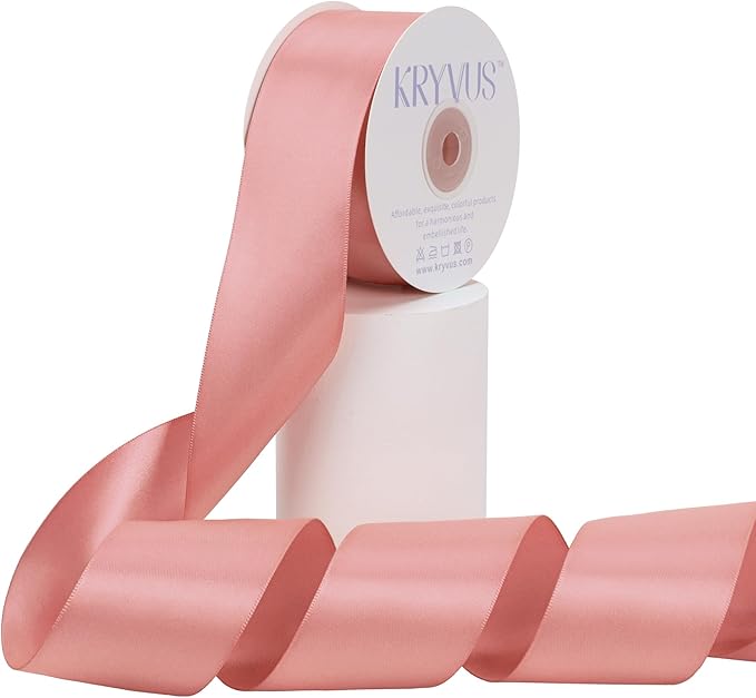 Rose Gold Satin Ribbon, Double Faced 2 Inch X 25 Yards Rose Gold Ribbon, Premium Satin Ribbon for Gift Wrapping, Crafts, Hair Bow Making, Sewing, Flower Bouquet, Wedding Party Decor