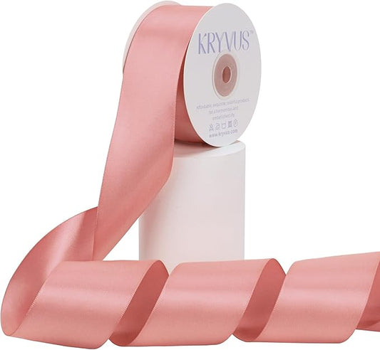 Rose Gold Satin Ribbon, Double Faced 2 Inch X 25 Yards Rose Gold Ribbon, Premium Satin Ribbon for Gift Wrapping, Crafts, Hair Bow Making, Sewing, Flower Bouquet, Wedding Party Decor