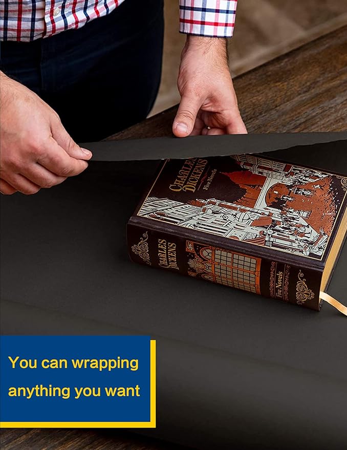 Kraft Paper Roll 24" x 98ft, Black Craft Paper 80GMS for Gift Package/Bouquet Flower Wrapping/Kids Arts Drawing/Bulletin Board/DIY/Box Moving Filler/Shipping Supplies/Table Cover, Unwaxed & Uncoated