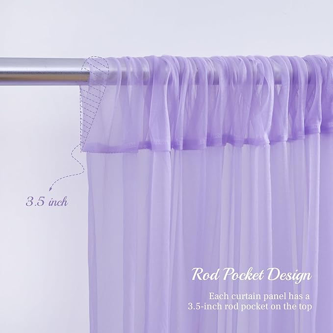 10x8ft Purple Tulle Backdrop Curtain with Lights String for Parites, Sheer Backdrop Curtains for Wedding Baby Shower Birthday Party Photo Shoot Decorations
