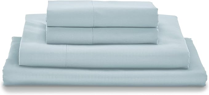 MyPillow Giza Dreams Bed Sheets, 100% Certified Giza Egyptian Cotton, Deep Pocket, Sateen Weave [Queen, Light Blue]
