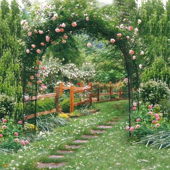 AOFOTO 8x8ft Wedding Backdrops Photography Background Romance Garden Path Beautiful Flowers Pergola Newborn Toddler Baby Child Girl Portrait Seamless Scene Photo Shoot Studio Props Video