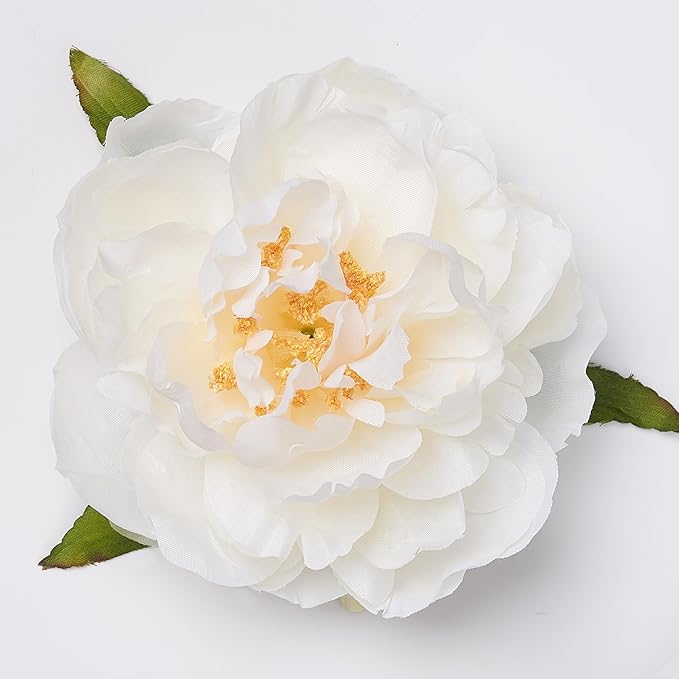 Ivory White Peonies Artificial Flowers, 6 Pcs 16 Inch Realistic Faux Silk Peonies Flowers for Vase Arrangements, Wedding Centerpiece, Home Decor Indoor Outdoor