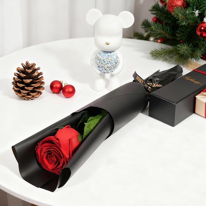 Yamonic Preserved Flowers Rose Gifts for Women Mom, Mothers Day Rose Flower Gifts for Mom, Forever Real Flowers Birthday Mom Gifts for Her, Grandma, Girlfriend, Wife Gifts for Anniversary (Red)