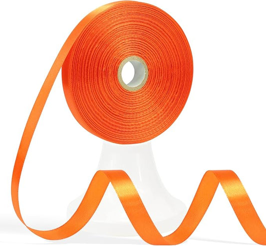 60 Yards Orange Ribbon 1/2 Inch, Solid Orange Satin Ribbon for Gift Wrapping, Crafts, Flower Bouquet, Wedding, Baby Shower, Festival, Christmas, Halloween