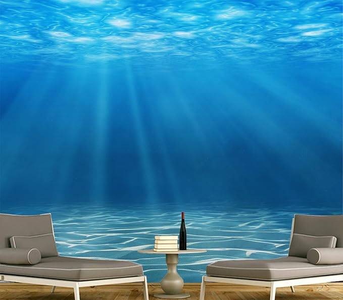 Cliouar-Waterfall in Underwater Light and Shadow Mural Wallpaper Peel and Stick 137" x 102"