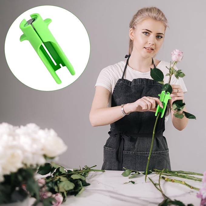 Rose Thorn Stripper Tool, Flower Stem Cutter - Spring Loaded Throne, Leaf & Stem Stripper, Easy Grip Plastic Gardening Tool for Stem & Flower Cutter