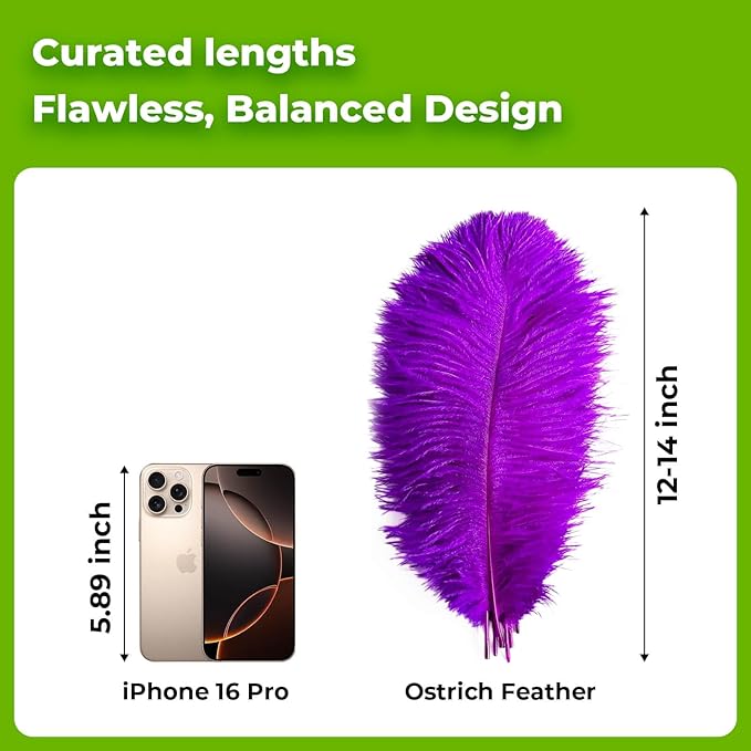 Piokio 20 pcs Natural Purple Ostrich Feathers 12-14 inch(30-35 cm) Bulk for Wedding Party Centerpieces, and DIY Clothes Decoration, Gatsby Decorations