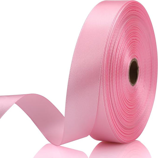 7/8 Inch 60 Yards Light Pink Satin Craft Ribbon-Single Face Polyester Ribbon for Handmade Roses,Gift Wrapping,Timeless Flower,Bouquets,Wedding and Party Decoration