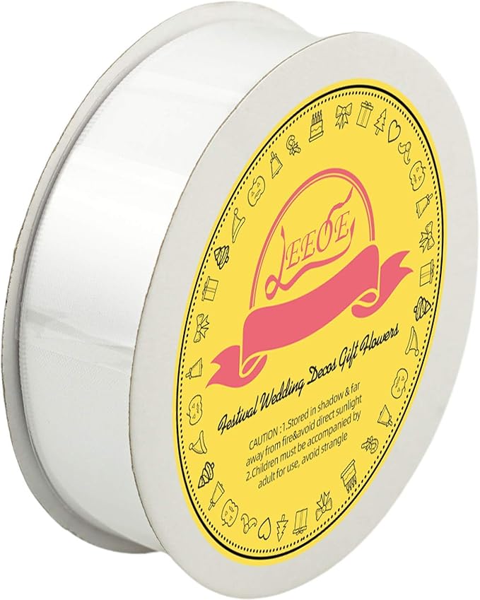 Double Face Satin Ribbon 1 inch X 25 Yards Polyester White Ribbon for Gift Wrapping Very Suitable for Weddings Party Hair Bow Invitation Decorations and More