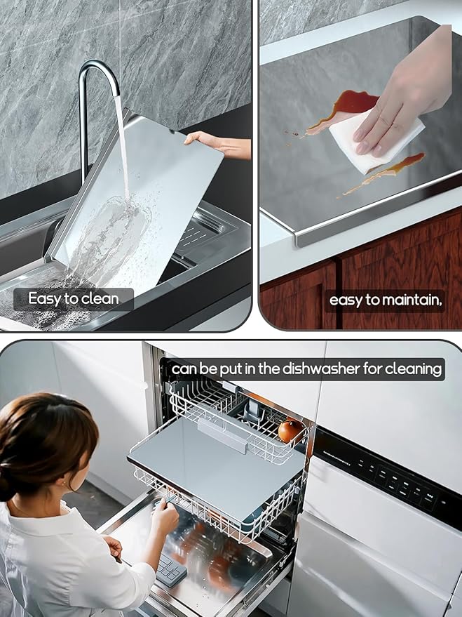 Titanium Cutting Board，Large Cutting Board (19.6 * 15.3 inches)， Dishwasher washable, kneading board, Pastry Board for Meat&Vegetables, Non Slip&Low Noise Chopping Board