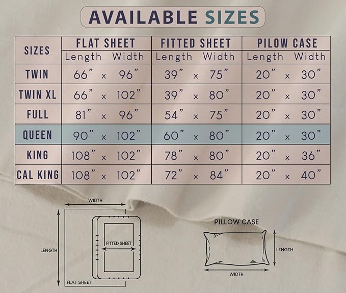 RUVANTI Flannel Sheets Queen Size - 100% Cotton Double Brushed Bed Sheets, Deep Pockets 16 Inches Queen Sheet Set, All Seasons Breathable & Extra Soft - Warm & Cozy, 4 Piece, Shallow