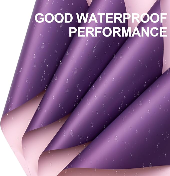 WRAPAHOLIC 20 Sheets Flower Wrapping Paper - 22.4 x 22.4 inch Dark Purple Color Water-Resistant Floral Bouquet Wrapping Paper, Florist Supplies Packaging for Wedding Birthday Gift DIY
