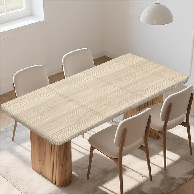 Rectangle Table Cloth Cover Waterproof Elastic Fitted Polyester Fitted Tablecloths for 4 Foot Tables for Indoor,Picnic, Camping, Outdoor （48" x 30"，Wood Grain）