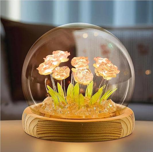 Light Up Rose in A Glass Dome - Valentines Day Gifts for Her, Birthday Gifts for Women, Rose Flower Lamp Night Light, Battery-Powered