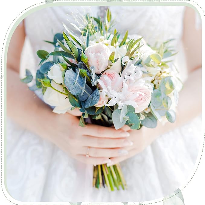 Giegxin 90 Pcs 3 Kinds Mixed Eucalyptus Leaves Stems Bulk Artificial Silver Dollar Leaves Picks Dried Eucalyptus Bundle Faux Spray for Wedding Vase Bouquet Floral Arrangement (Green)