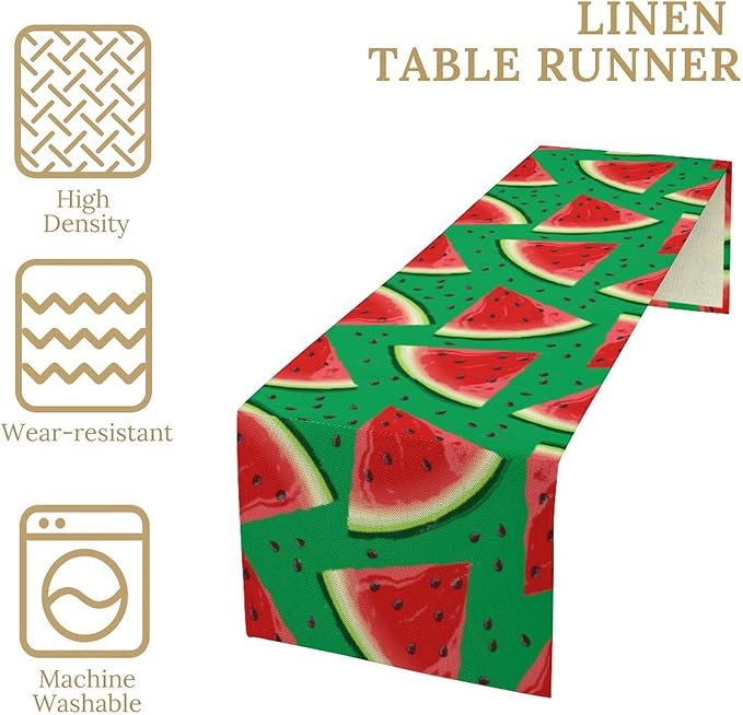 Watermelon Table Runner,Summer Fruit Tropical Birthday Party Decoration Dining Room Home Kitchen Table Decor 13 x 60In