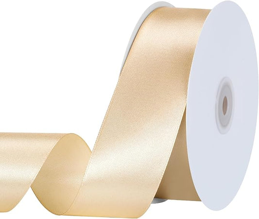 Champagne Gold Ribbon 1 1/2 Inch 60 Yards Wide Christmas Satin Ribbons Gold Bows for Gift Wrapping Flower Bouquet Birthday Christmas Decorations