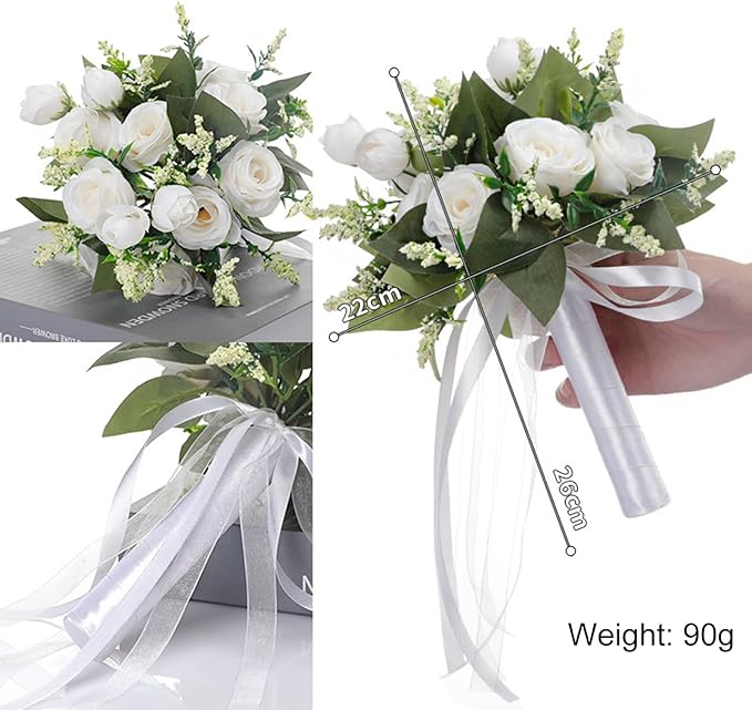Ochine Bride & Bridesmaid Bouquets for Wedding, Wedding Bridesmaid, Silk Hand Holding Flower Bouquet Valentines Day Decor Party Supplies Home Decoration