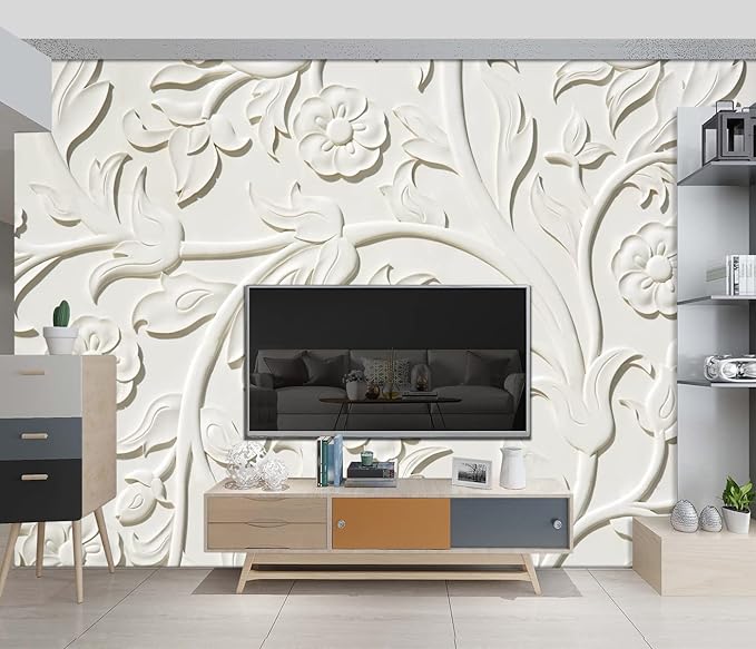 3D Relief Flower Wallpaper Bedroom Modern Flowers murals Trendy Office Decorative Living Room tv Background Large Wall Mural - 160"x108" Not Peel and Stick