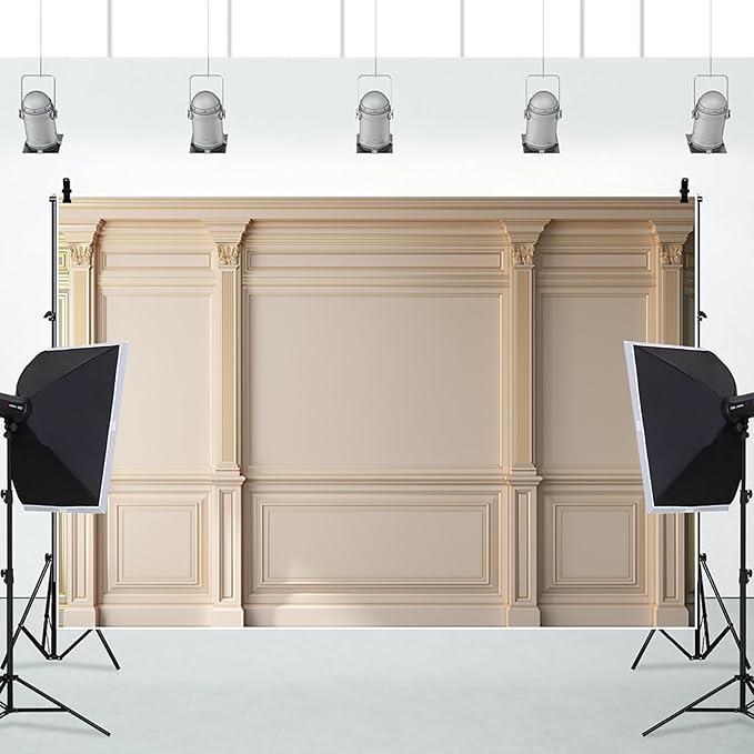 AOFOTO Vintage Room Inside Backdrop Classic French Frame Beige Walls Photo Background for Wedding Bridal Shower Party Banner Home Headboard Decor Wall Photo Studio Booth Props 10x8ft