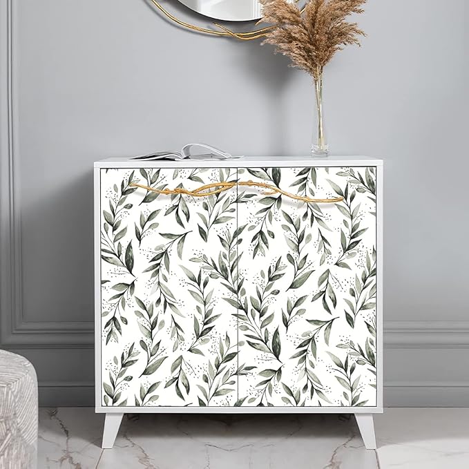 Erfoni Dark Green Leaf Wallpaper Green Peel and Stick Wallpaper 17.7in x 118.1in Modern DIY Removable Contact Paper Leaves Plant Self Adhesive Wall Paper for Livingroom Bathroom Decor Vinyl Roll