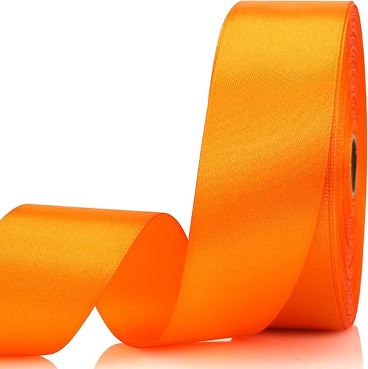 1-1/2 Inch 60 Yards Orange Solid Satin Ribbon for Gift Wrapping,Craft Floral Bouquets,Wedding Party,Timeless Flower,Decoration Floral Hair,Balloons