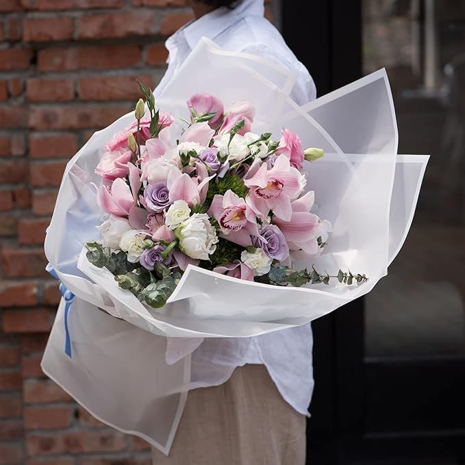HYSSINOWRAP 20 sheet .flower wrapping paper. Flower packaging bouquet wrapping paper.KoreanFlorist Supplies, 22.8 * 22.8 inches(WHITE)