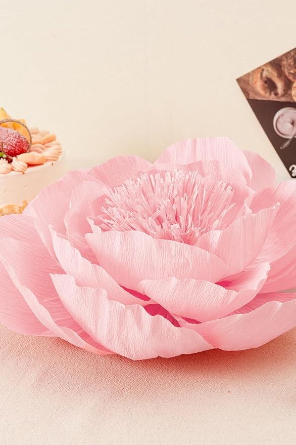 Crepe Paper Flowers Decoration for Wall, Artificial Flowers for Wedding Decor,Flower Backdrop Decor,Baby Shower,Birthday Party, Photo Backdrop, Nursery Wall Decor (Pink;Set/6)