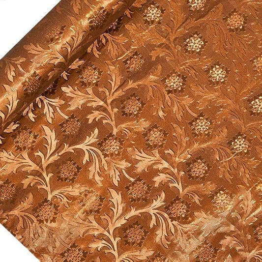 Paper Mart Bronze Floral Foil, 20 Inches by 10 Yards, Poly Lined, Embossed Flower Wrapping Paper for Bouquets, Plants, and Decor