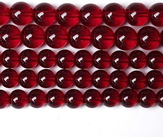 6MM 60PCS Garnet Red Glass Crystal Spacer Loose Beads for Jewelry Making DIY Bracelet 15 Inches 1 Strand