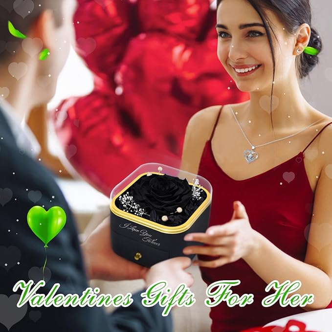 Beferr Birthday Gifts for Women Preserved Real Rose with Necklace Eternal Roses Forever Flowers for Delivery Prime Christmas Day Gifts for Mom Grandma Wife Sister Her from Daughter