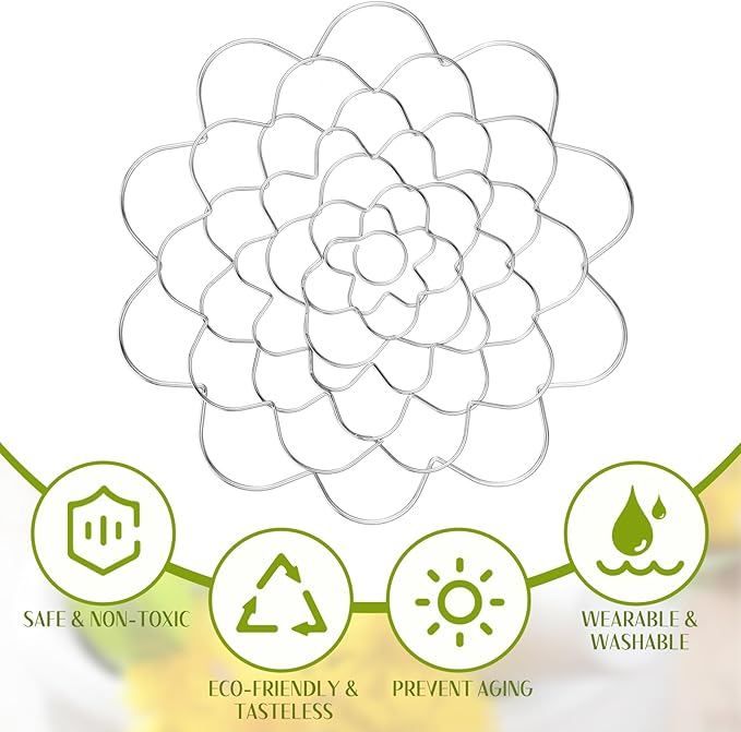 Hotop 3 Pcs Flower Arrangement Holder Floral Grid Flower Frog Tool Wire Stainless Steel Easy Arranger Floral Organizer for Vase Stems Bouquets(5'', 6'', 7'' Dia,Cute Style)