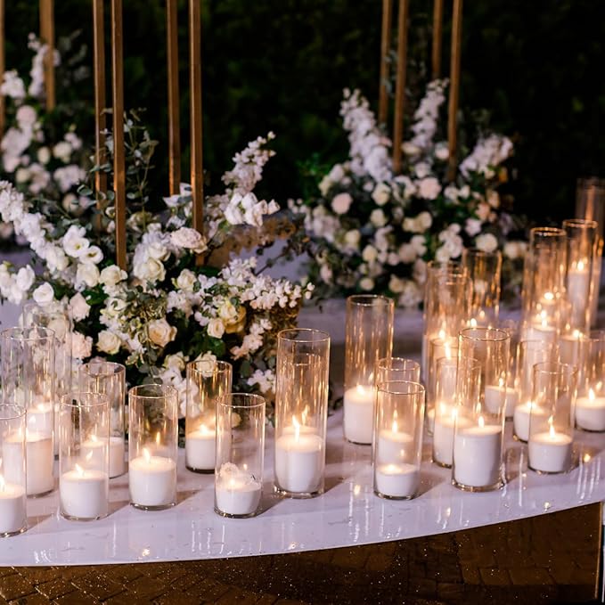 48 Pcs Cylinder Vases Set for Centerpieces, 6/8/10 Inch Tall Clear Glass Vase, Hurricane Floating Candle Holder for Wedding Table Decor, 2.5''/2.7''/3.3''' Diameter (2.5'' X 5'',6'',8'')