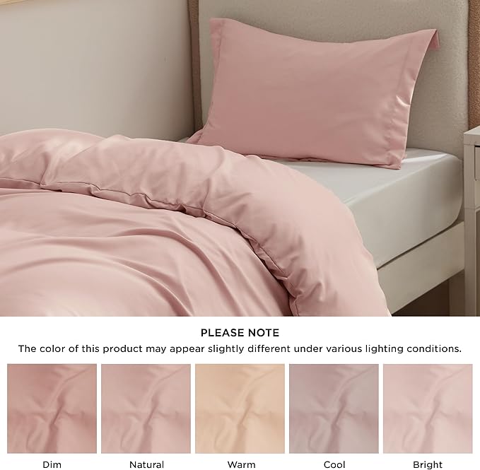 Bedsure Duvet Cover Twin/Twin XL Size - Soft Double Brushed Bedding Set for Kids & Adults, Zipper Closure, 2 Pieces, Includes 1 Duvet Cover (68"x90") & 1 Pillow Sham, NO Comforter, Pale Blush