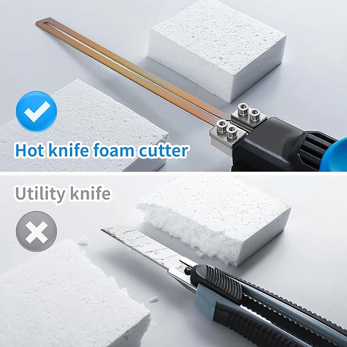 250W AC Rotatable Electric Hot Knife, 6 Blades Foam Cutter Cutting Tool Kit, Full-body Air Cooling System Foam Cutter for EPP, EPS, XPS, EVA, EPE, PU, KT Board, Sponge (Complete Series)