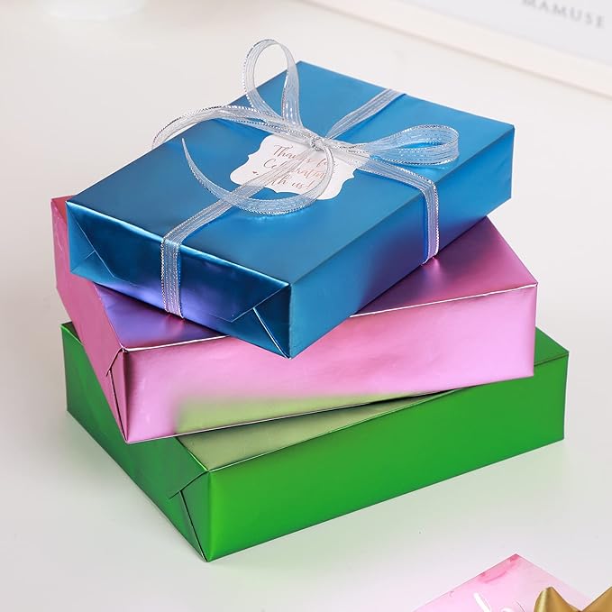RUSPEPA Green Metallic Wrapping Paper - Solid Color Matte Paper Perfect for Wedding,Birthday,Christmas,Baby Shower - 17 Inches X 32.8 Feet (Light Green Color)